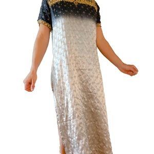 Vintage silk Kaftan with golden embroidery